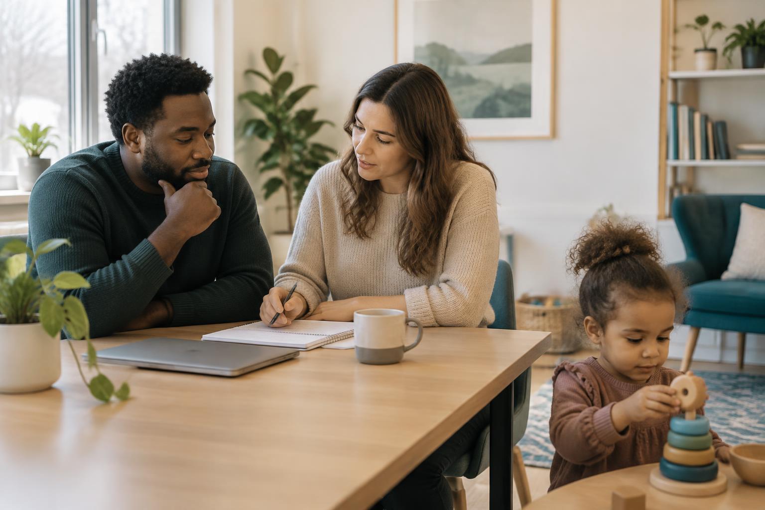A caregiver and clinician discussing a child's care